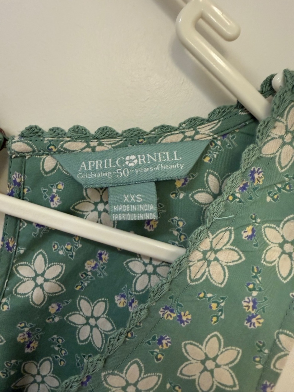 April Cornell Green Floral Tiered Midi Dress XXS | Cottagecore Sleeveless Dress - Picture 6 of 10